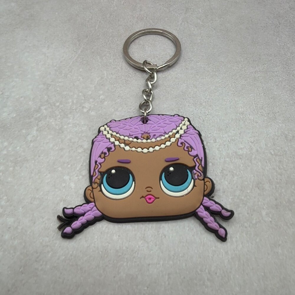 LOL Surprise Keychain With Purple Braided Hair & Pearl Headpiece MGA Collectible